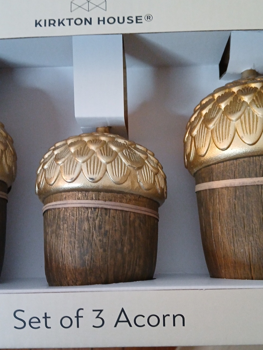 Kirkton House Gold & Brown Decorative Acorn Trio